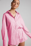 Pembe Oversize Basic Kadın Gömlek SH268