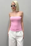 Pembe Straplez Basic Kadın Bluz Sh247