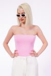 Pembe Straplez Basic Kadın Bluz Sh247