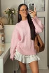 Pembe Triko Örme Kadın Kazak SH292