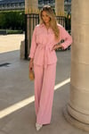 Pembe Uzun Kollu Oversize Kadın Takım SH338
