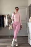 Pembe Yüksek Bel Kadın Tayt SH316