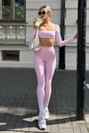 Pembe Yüksek Bel Kadın Tayt SH316