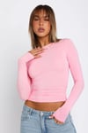 Pudra/Gri Bisiklet Yaka Basic Uzun Kollu Body SH142