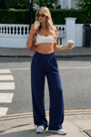 Saks Geniş Paça Beli Lastikli Basic Uzun Kadın Pantolon SH191
