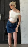 Seeh Beyaz Düşük Omuz Basic T-shirt Sh224