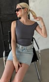 Seeh Füme Düşük Omuz Basic T-shirt Sh224
