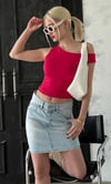 Seeh Fuşya Düşük Omuz Basic T-shirt Sh224
