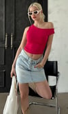 Seeh Fuşya Düşük Omuz Basic T-shirt Sh224