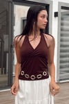 Seeh Kahverengi Boynu Bağlamalı Body Sh223