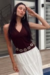 Seeh Kahverengi Boynu Bağlamalı Body Sh223