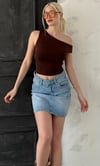 Seeh Kahverengi Düşük Omuz Basic T-shirt Sh224