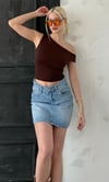 Seeh Kahverengi Düşük Omuz Basic T-shirt Sh224
