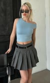 Seeh Mavi Düşük Omuz Basic T-shirt Sh224