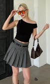Seeh Siyah Düşük Omuz Basic T-shirt Sh224