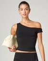 Seeh Siyah Düşük Omuz Basic T-shirt Sh224