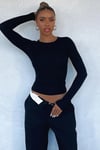 Siyah Bisiklet Yaka Basic Uzun Kollu Body SH142