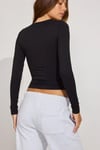 Siyah Bisiklet Yaka Basic Uzun Kollu Body SH142