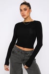 Siyah Bisiklet Yaka Basic Uzun Kollu Body SH142