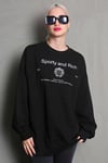 Siyah Bisiklet Yaka Baskılı Oversize Kadın Sweatshirt SH310