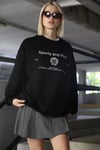 Siyah Bisiklet Yaka Baskılı Oversize Kadın Sweatshirt SH310