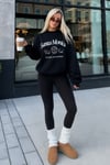 Siyah Bisiklet Yaka Oversize Desenli Sweatshirt SH115