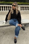 Siyah Bisiklet Yaka Oversize Triko Kazak SH173