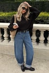 Siyah Bisiklet Yaka Oversize Triko Kazak SH173