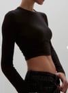 Siyah Bisiklet Yaka Uzun Kollu Kadın Top Body SH216