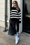 Siyah Çizgili Oversize Marin Kazak SH101