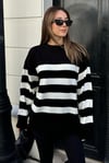 Siyah Çizgili Oversize Marin Kazak SH101