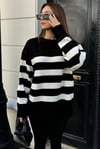 Siyah Çizgili Oversize Marin Kazak SH101