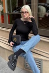Siyah Kayık Yaka Uzun Kollu Body SH322