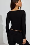 Siyah Kayık Yaka Uzun Kollu Body SH322