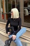 Siyah Kayık Yaka Uzun Kollu Body SH322