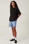 Siyah Kısa Kollu Oversize Basic Kadın T-Shirt SH281