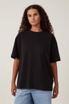 Siyah Kısa Kollu Oversize Basic Kadın T-Shirt SH281