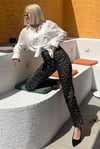 Siyah Leopar Palazzo Kadın Jean Pantolon SH175