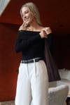 Siyah Madonna Yaka Basic Kadın Kazak SH265