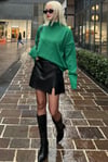 Siyah Mini Boy Kadın Deri Etek SH335