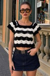 Siyah Örme Kadın T-shirt SH285
