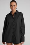 Siyah Oversize Basic Kadın Gömlek SH268