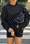 Siyah Puantiyeli Kapüşonlu Kadın Sweatshirt SH279
