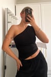 Siyah Tek Omuzlu Basic Kadın Body SH144