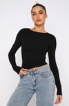 Siyah/Beyaz Bisiklet Yaka Basic Uzun Kollu Body SH142