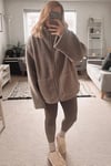 Sütlü Kahve Cepli Kadın Peluş Mont SH320