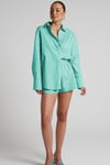 Turkuaz Oversize Basic Kadın Gömlek SH268