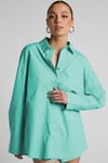Turkuaz Oversize Basic Kadın Gömlek SH268