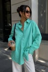 Turkuaz Oversize Basic Kadın Gömlek SH268