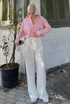 Turuncu Çizgili Düğme Detaylı Oversize Uzun Kollu Kadın Gömlek SH180